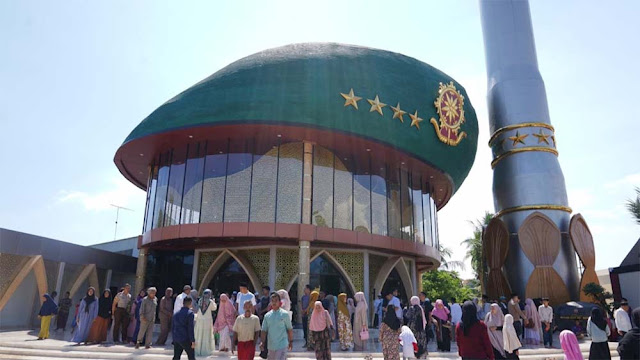 Uniknya Kubah Masjid Jami Ar-Rohman di Cijulang Pangandaran, Masjid Baret Hijau Diresmikan Panglima TNI