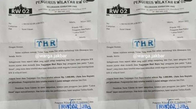 Viral Oknum RW di Tambora Minta THR Rp 1 Juta ke Pengusaha, Mengaku Bersalah dan Tarik Surat Edaran