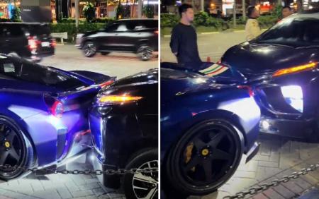 Viral Mobil Xpander Tabrak Ferrari Seharga Rp14 Miliar Lagi Terparkir di Jalan, Sopir Auto Nangis