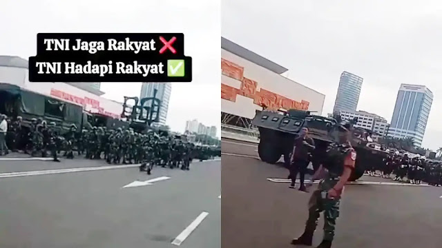 Parade Militer Blokade Gedung DPR Hadang Demo #TolakRUUTNI, Netizen: Ngeri, Seperti Mau Perang