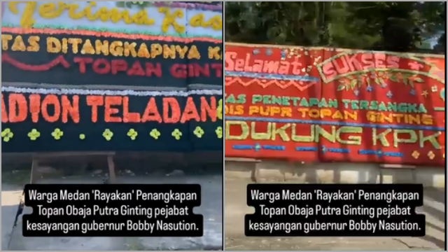 Viral Warga Medan Rayakan OTT Anak Buah Bobby Nasution, Jalan Penuh Karangan Bunga