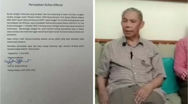 Berbalik 180 Derajat, Mantan Rektor UGM Sofian Effendi Cabut Pernyataan Soal Ijazah Jokowi