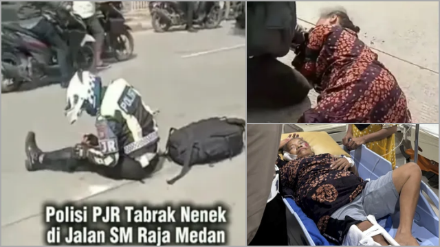 Diduga Ugal-ugalan, Polisi PJR Polda Sumut Tabrak Nenek-nenek hingga Terkapar di Medan