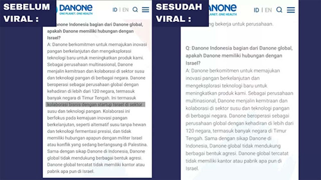 Danone Diduga Hilangkan Jejak Afiliasi dengan Israel dari Situs Resmi