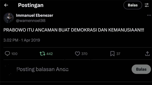Viral Noel Ebenezer Sebut Prabowo Ancaman Demokrasi dan Kemanusiaan