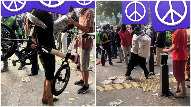 Mako Brimob Kwitang Dijarah Massa, Sepeda hingga Mesin Air Diangkut Pengunjuk Rasa