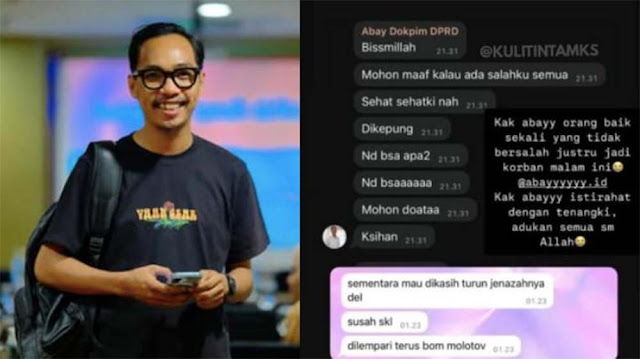 CHAT Terakhir Abay Fotografer Humas DPRD Makassar Sebelum Tewas Terjebak Api Gedung Dibakar Pendemo