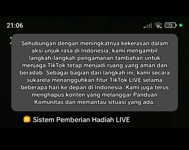 TikTok Tangguhkan Fitur Live di Indonesia Buntut Ricuh di Sejumlah Daerah