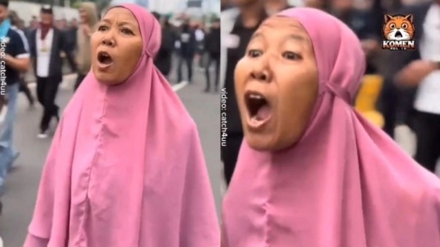 VIRAL Video Ibu Jilbab Pink Maki-Maki Prabowo dan Minta Anies Jadi Presiden: Deepfake?