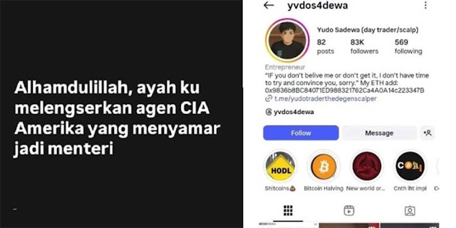 Akun Anak Menkeu Purbaya Sebut Srimul Agen CIA Lenyap