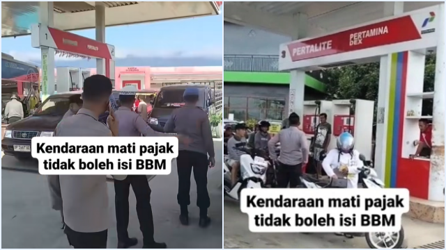 Viral SPBU Dijaga Ketat Polisi: Kendaraan Mati Pajak Dilarang Isi BBM!