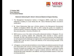 MDIS Singapura Tegaskan Wapres Gibran Tempuh Pendidikan pada 2007-2010, dari Diploma Lanjut ke Sarjana