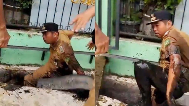 Viral! Lurah di Medan Didorong Massa hingga Jatuh ke Parit, Ini Videonya