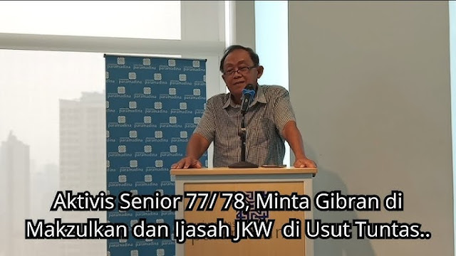 Indro Tjahyono Sebut Gibran Harusnya Dimakzulkan, Ijazah SD dan Usia di Bawah 40 Tahun Dinilai Langgar Konstitusi