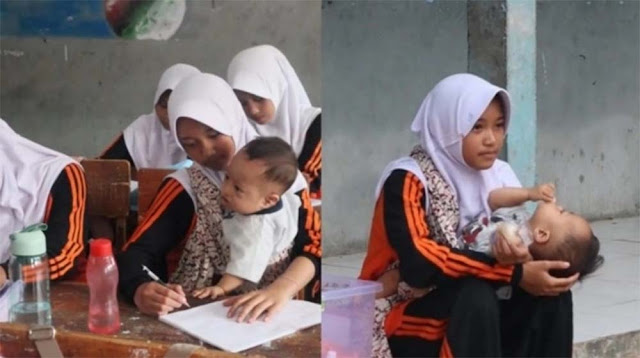 Derita Siswi SMP: Jualan dan Gendong Adik Down Syndrome Demi Sekolah, Netizen Terharu!