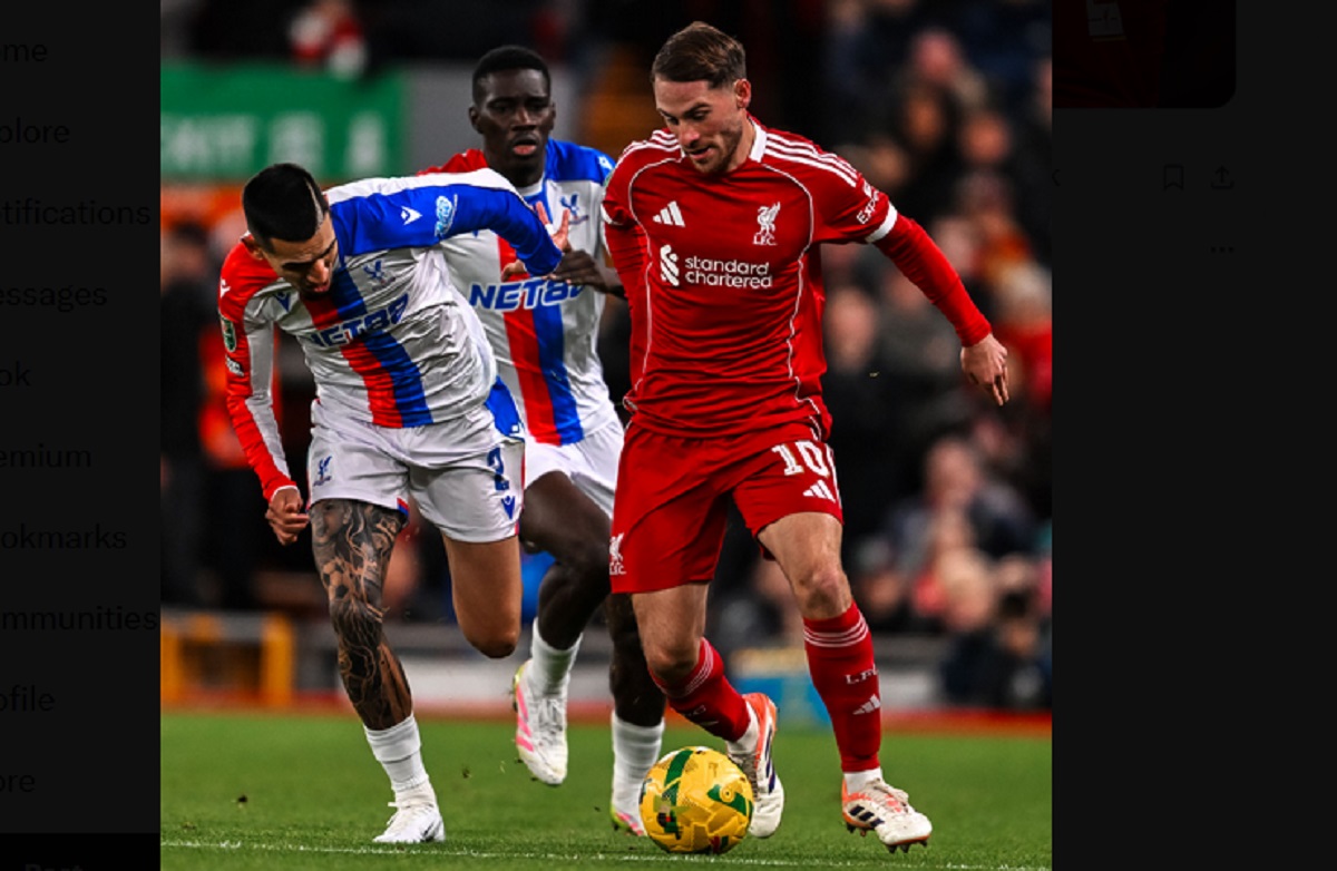 Hasil 16 Besar Piala Liga Inggris 2025/2026: Liverpool Dibantai Crystal Palace 3-0, Arsenal dan Man City Melaju Mulus!