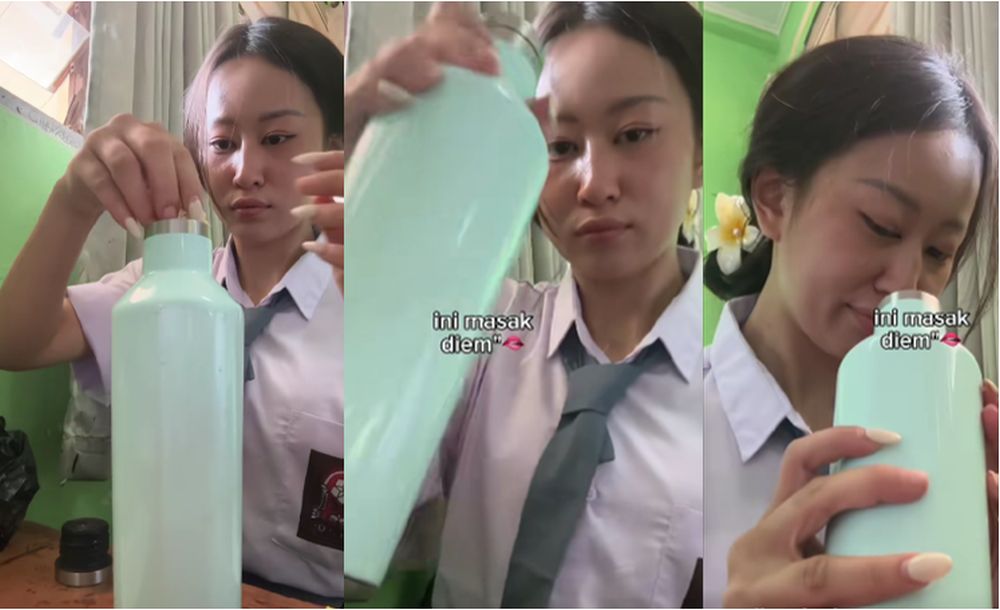 Siswi Cantik Mirip Adeline Margaret Viral di TikTok Masak Mi Pakai Tumbler di Kelas