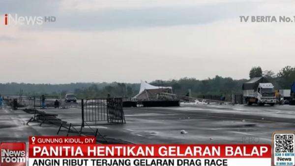 Tenda Drag Race Gunungkidul Roboh Diterjang Angin Kencang, Mobil Rusak