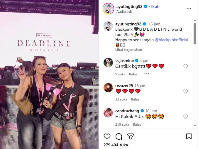 Momen Ayu Ting Ting & Bilqis Nonton Konser BLACKPINK, Netizen: Serasa Kakak Adik!