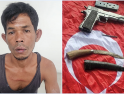 Pelaku Pengibar Bendera GAM di Lhokseumawe Diamankan Bawa Senpi Colt M1911 dan Sajam
