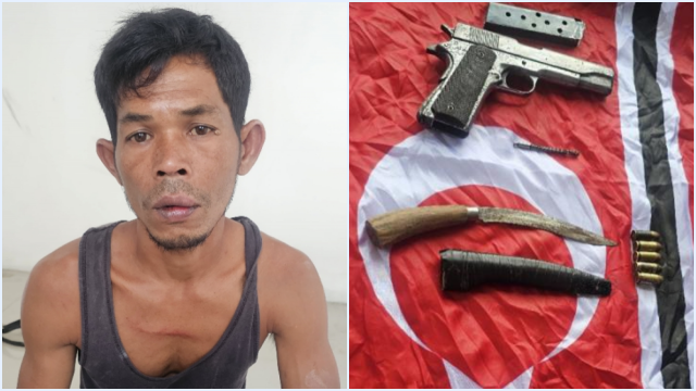 Pelaku Pengibar Bendera GAM di Lhokseumawe Diamankan Bawa Senpi Colt M1911 dan Sajam