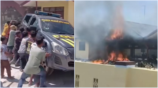 Polsek Muara Batang Gadis Madina Dibakar Massa, Diduga Imbas Pelepasan Bandar Narkoba