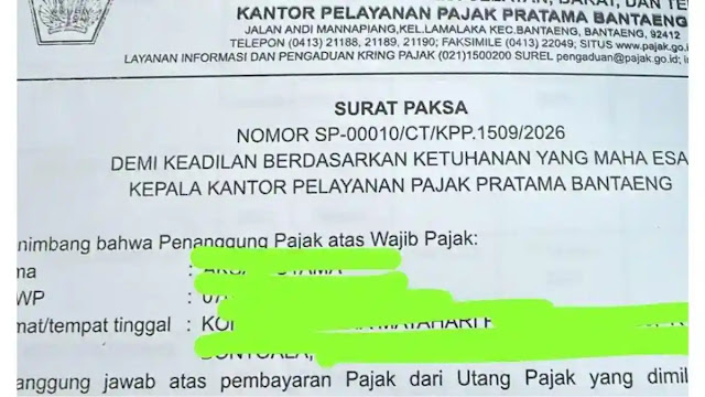Wajib Pajak Gowa Syok Dapat Surat Paksa Rp26,5 Juta, Protes Aturan Standar Ganda