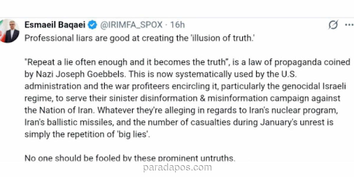 Iran Tuduh AS dan Israel Gunakan Propaganda Nazi Jelang Perundingan Nuklir