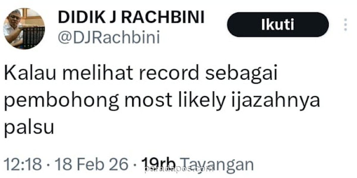 Rektor Paramadina Sindir Kasus Ijazah Palsu, Warganet Kaitkan dengan Jokowi