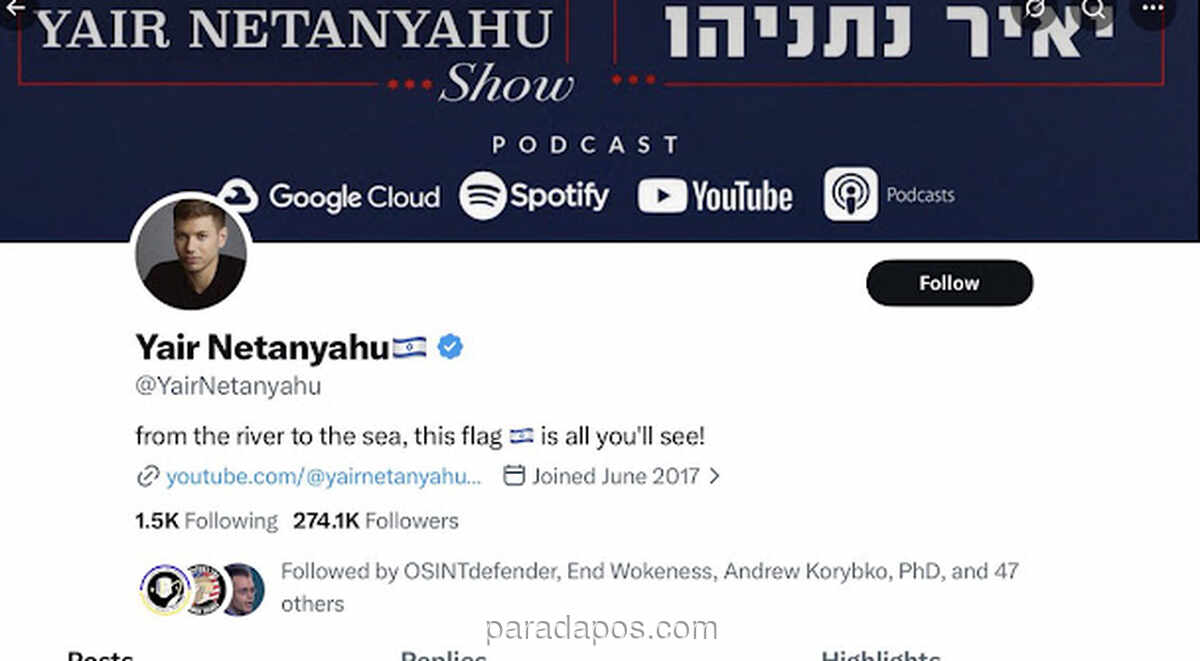 Keheningan Media Sosial Yair Netanyahu Picu Rumor Liar soal PM Israel