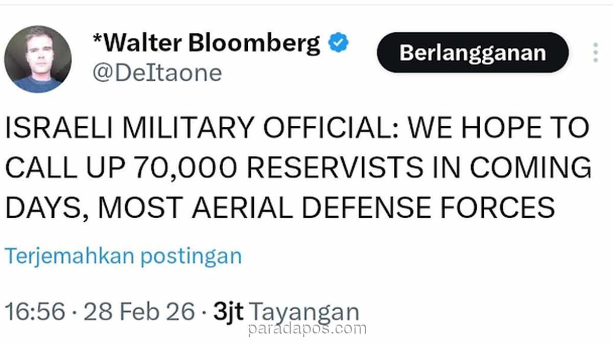 Pernyataan Militer Israel Soal 70.000 Pasukan Cadangan Picu Diskusi Akhir Zaman di Medsos