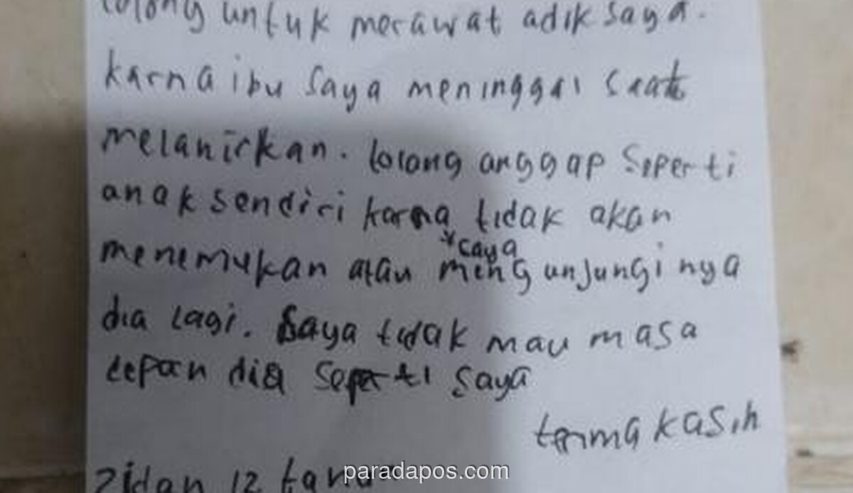 Bayi Ditinggalkan dengan Surat Pilu dari Kakak Berusia 12 Tahun di Pejaten