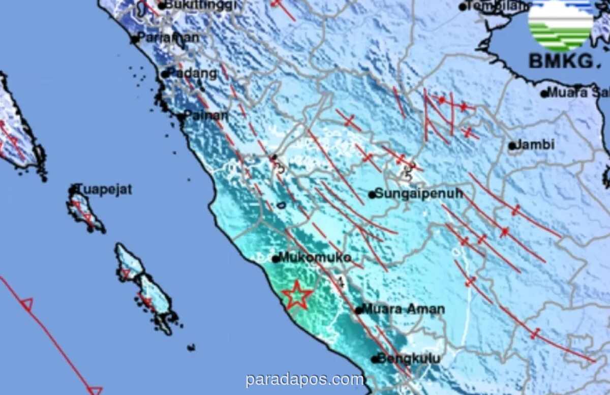 Gempa M 5,7 Guncang Lebong Bengkulu, Getaran Terasa Hingga Kota Bengkulu