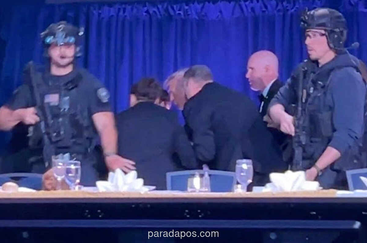 Suara Tembakan Guncang Acara Makan Malam Pers, Trump Dilaporkan Terjatuh Saat Dievakuasi