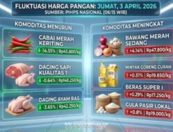 Harga Cabai dan Daging Sapi Turun, Beras dan Minyak Goreng Naik di Awal April 2026