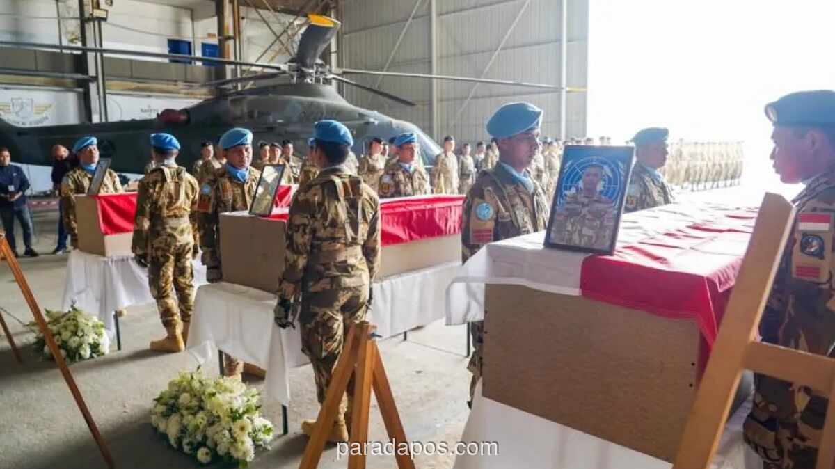 UNIFIL Gelar Upacara Penghormatan Terakhir untuk Tiga Prajurit TNI Gugur di Lebanon Selatan