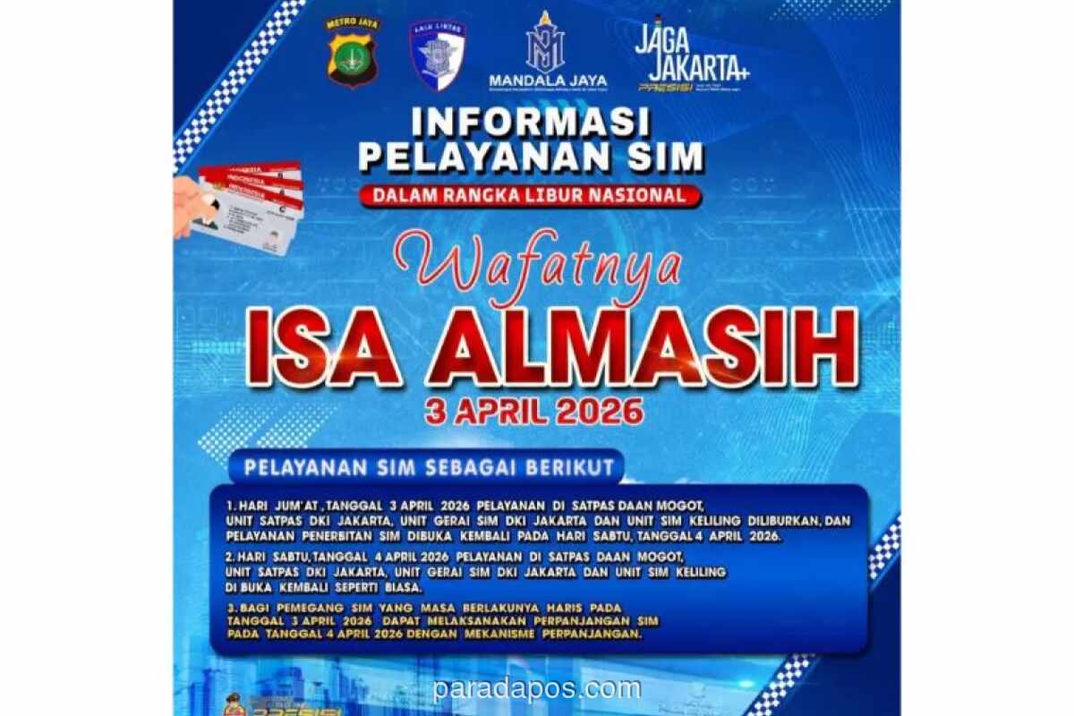 Layanan Perpanjangan SIM di Jakarta Tutup pada Jumat 3 April 2026