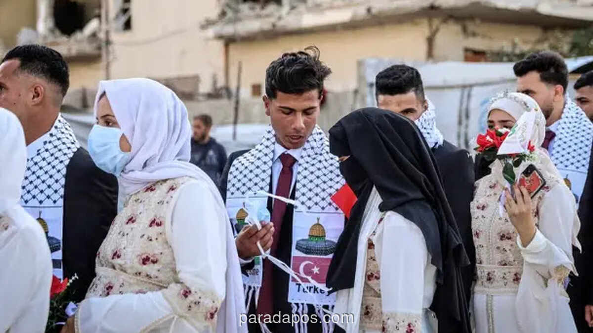 50 Pasangan Yatim Piatu di Gaza Ikuti Pernikahan Massal yang Digelar IHH