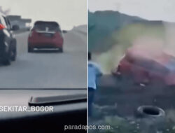 Pengejaran Polisi-Pelaku Pembunuhan Wanita di Bogor Berakhir Dramatis, Mobil Terguling di Tol Paseh