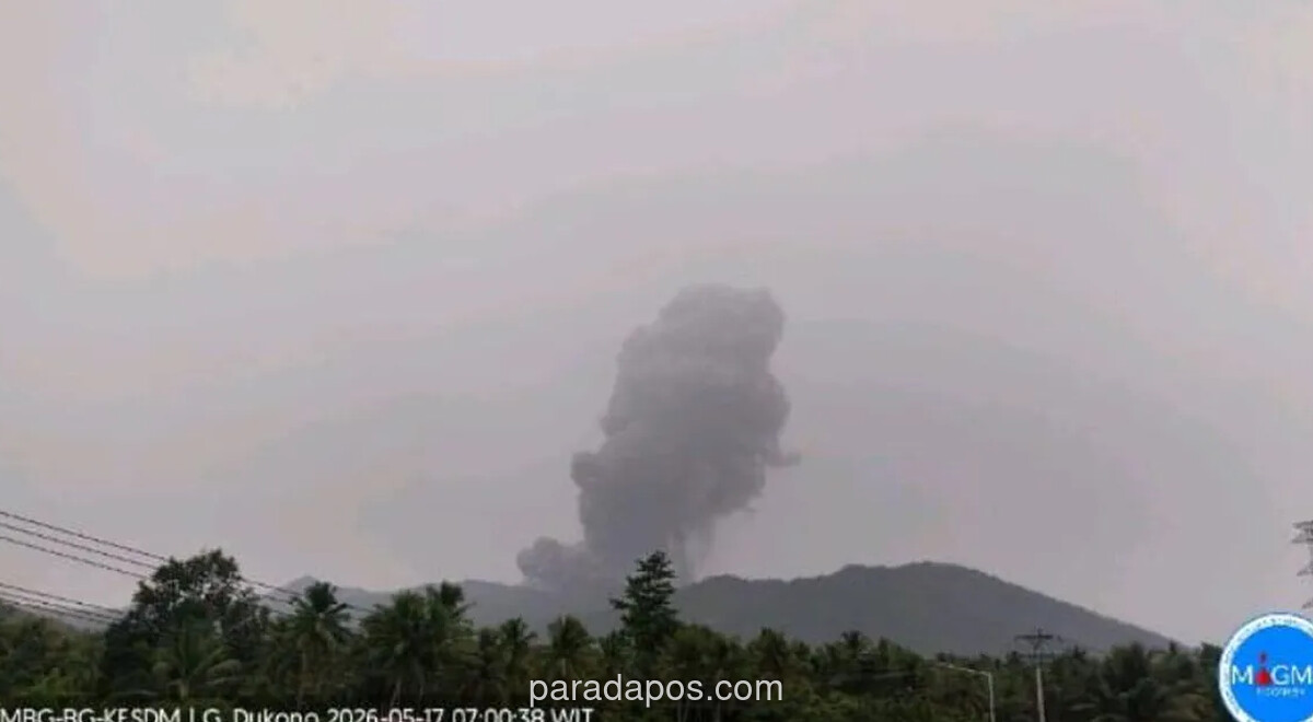 Gunung Dukono Erupsi, Kolom Abu Capai 3.200 Meter, PVMBG Imbau Warga Jauhi Radius 4 Kilometer