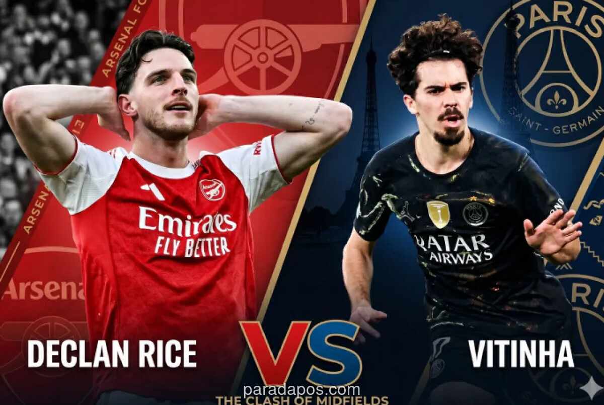 Duel Declan Rice vs Vitinha di Final Liga Champions: Dua Gelandang Elite Jadi Kunci Laga Arsenal vs PSG