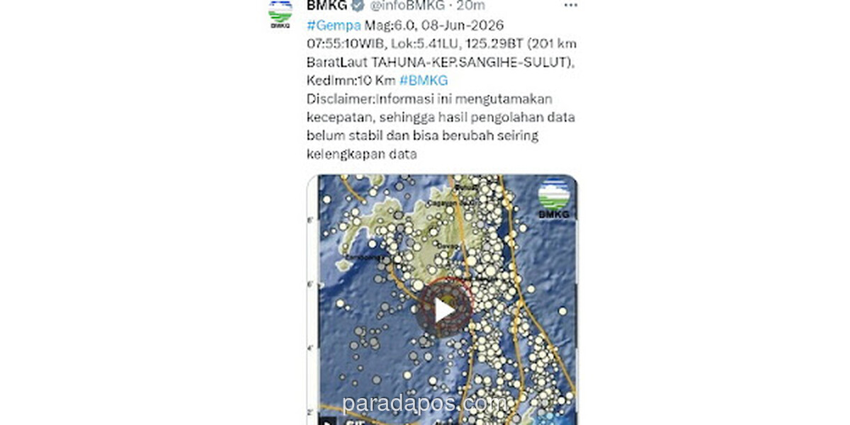 BMKG Keluarkan Peringatan Dini Tsunami Usai Gempa M7,7 Guncang Laut Sulawesi