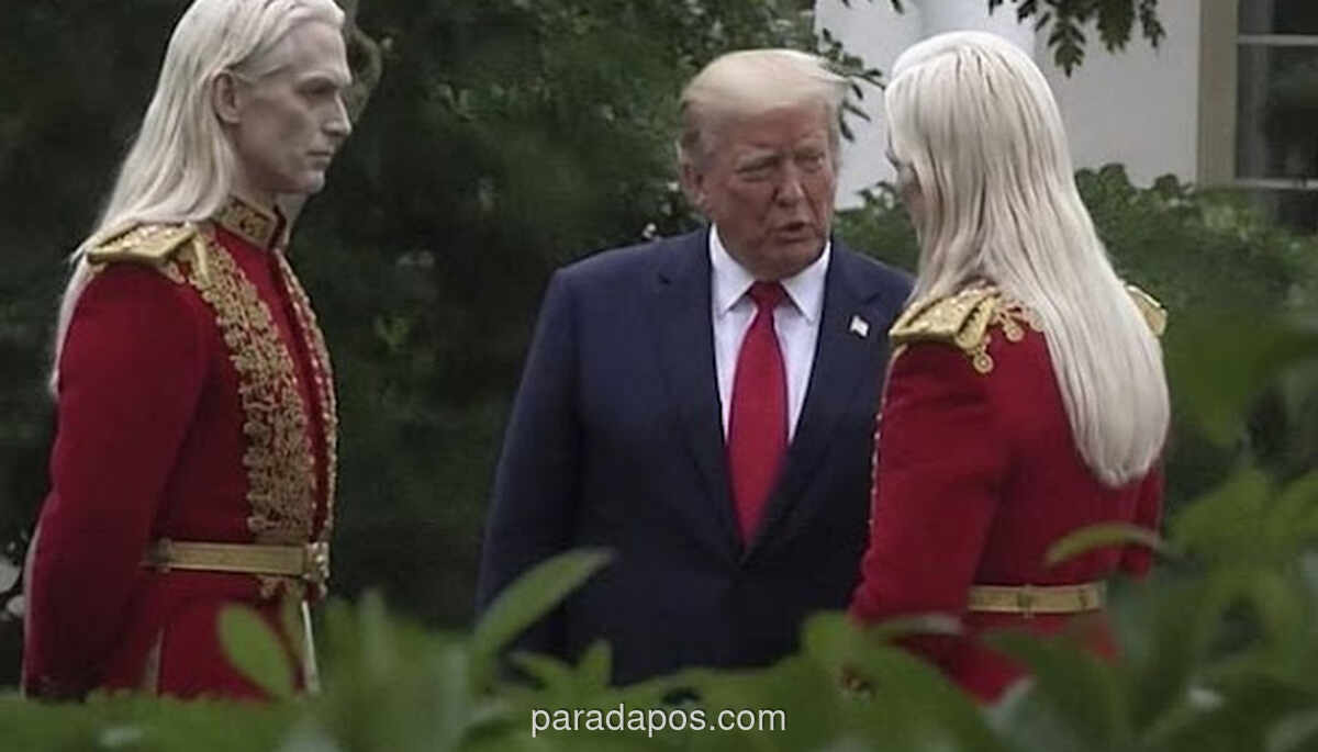 Foto Trump Bersama Figur Misterius Berambut Pirang Viral, Warganet Spekulasi Soal Alien hingga Kenangan Kunjungan Norwegia 2018