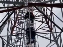 Pria Depresi Nekat Panjat Tower 52 Meter di Bandar Lampung, Dievakuasi Tim SAR Setelah Dibujuk Istri