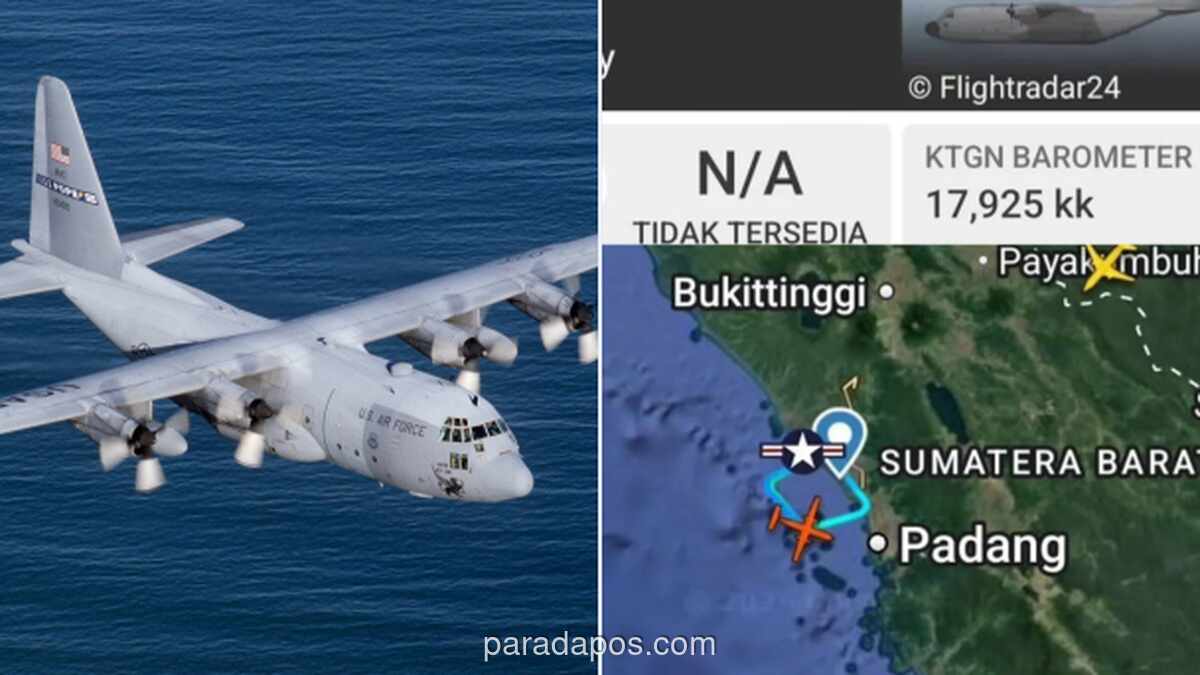 Pesawat Angkut Militer AS Terpantau Lakukan Manuver di Perairan Barat Padang