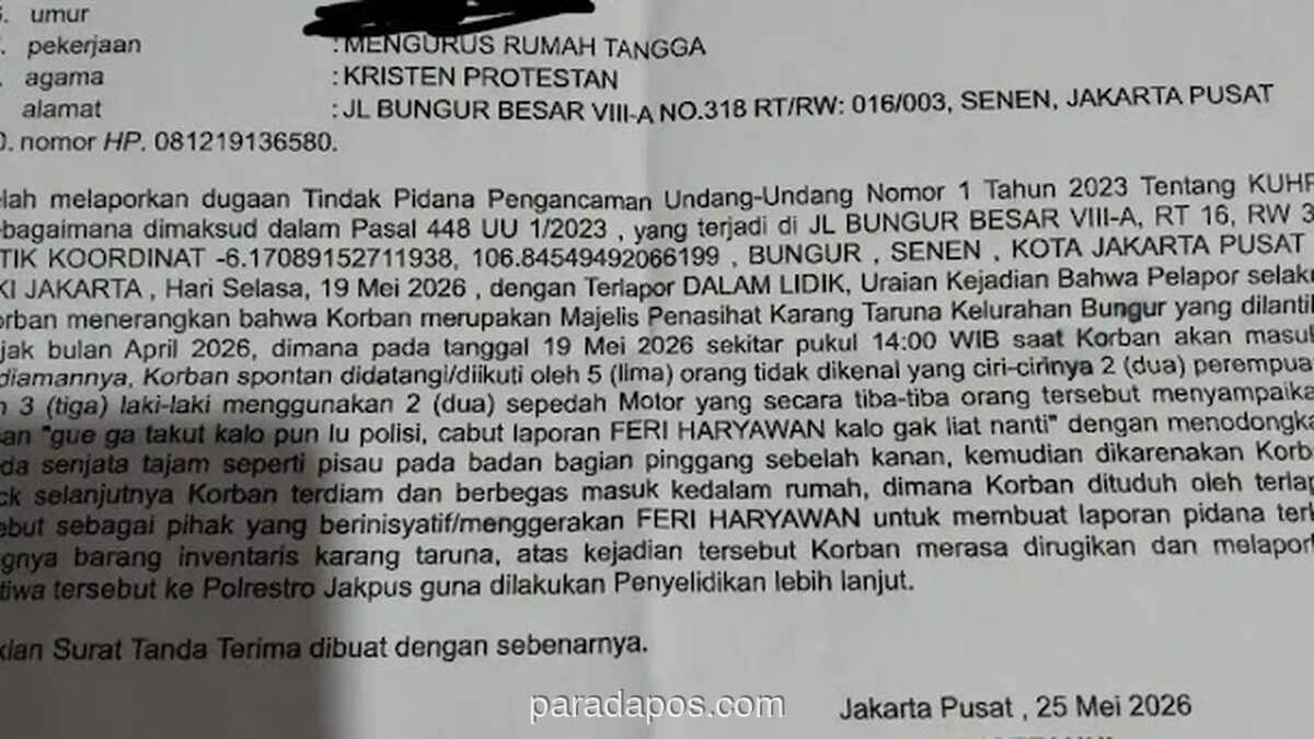 Istri Anggota Bareskrim Jadi Korban Ancaman Pembunuhan di Rumah Sendiri, Pelopor Laporan Dicabut