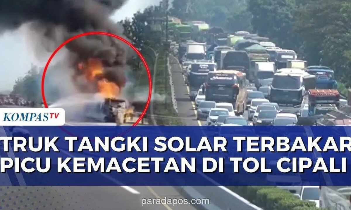 Truk Tangki BBM Terbakar di Tol Cipali Usai Tabrak Tronton, Lalu Lintas Macet 5 Kilometer