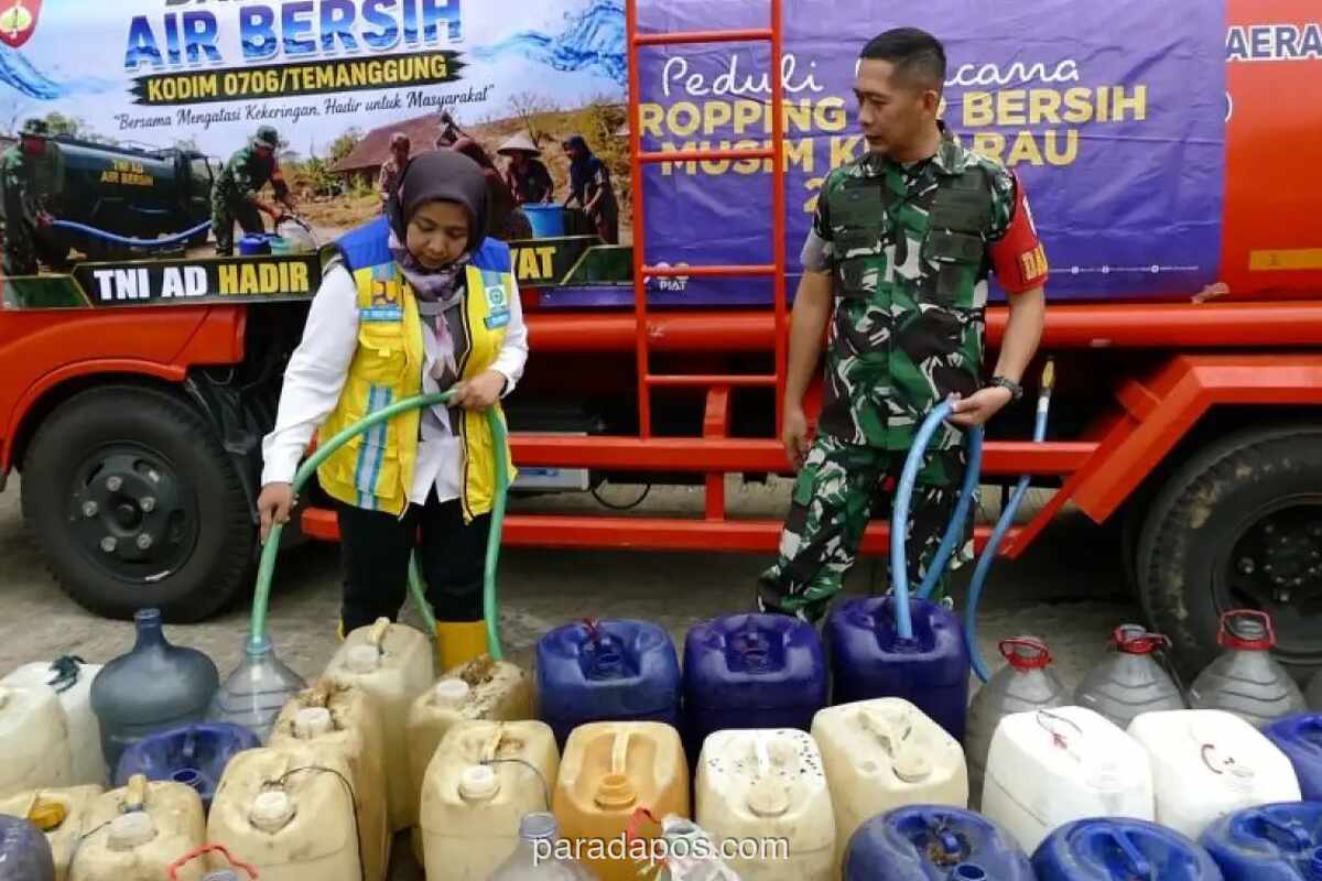 Kodim 0706 Temanggung Salurkan Bantuan Air Bersih ke Dusun Balong yang Dilanda Kekeringan