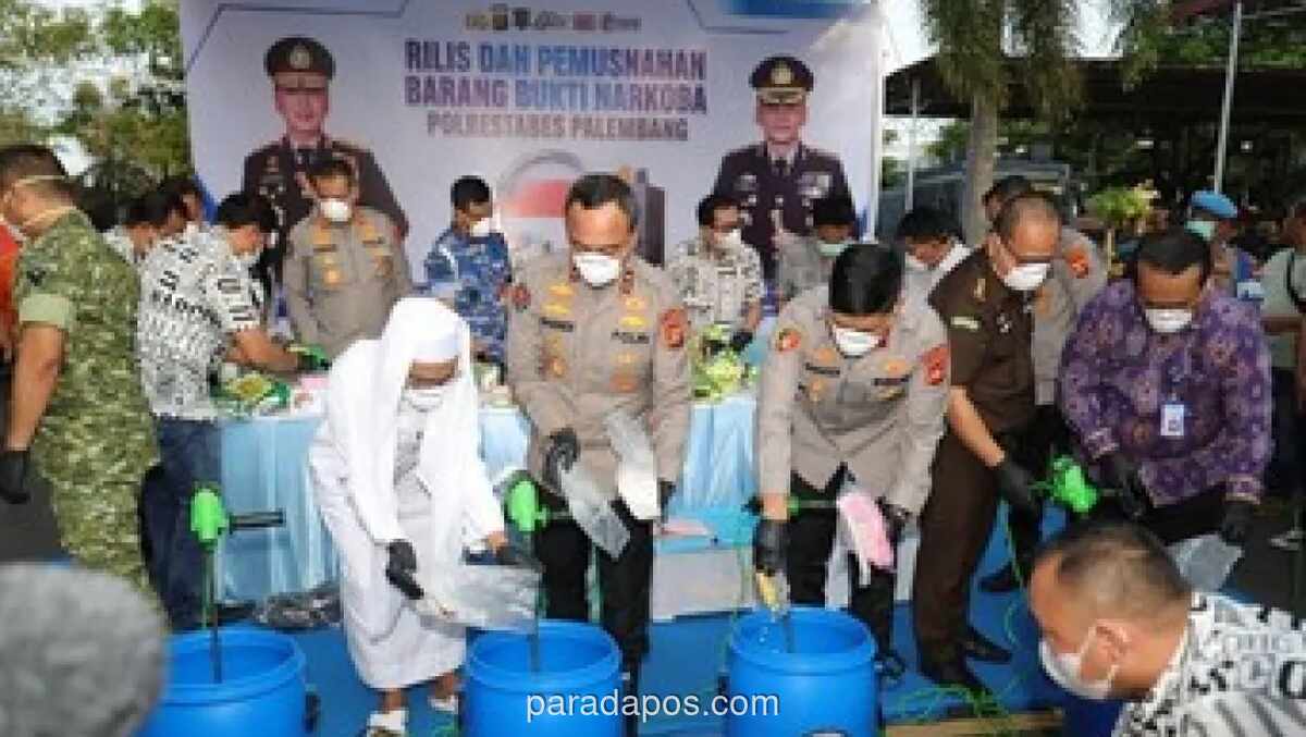 Polda Sumsel Musnahkan 19,4 Kg Sabu dan 352 Butir Ekstasi, Selamatkan 38.000 Jiwa