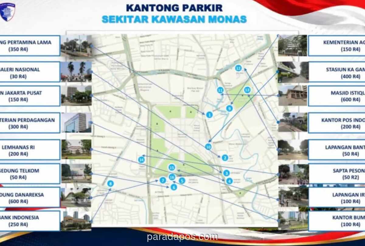 Polda Metro Siapkan 16 Titik Parkir di Sekitar Monas untuk Antisipasi Kepadatan HUT RI ke-81
